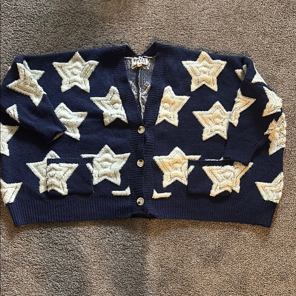 BUCKETLIST Navy and Cream Cardigan
